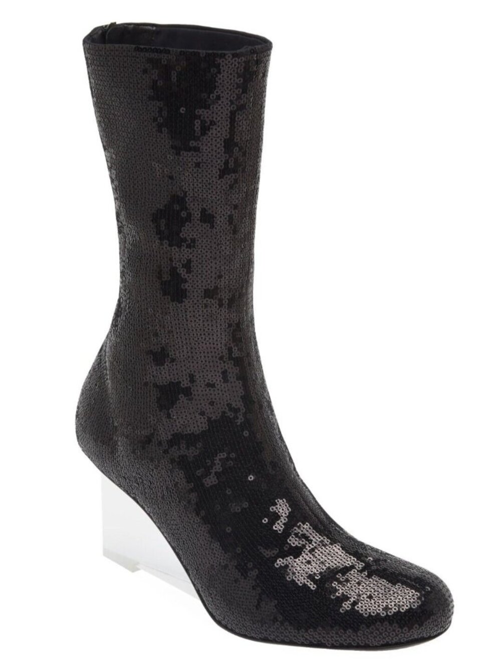 Alexander McQueen Womens Shard Wedge Heel Sequin Sock Boots Black Size 39 / US 9